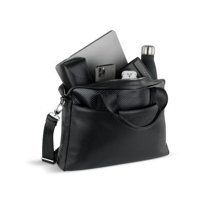 Портфель мужской BUGATTI Comet, чёрный, воловья кожа/полиэстер, 37х6х27 см-5