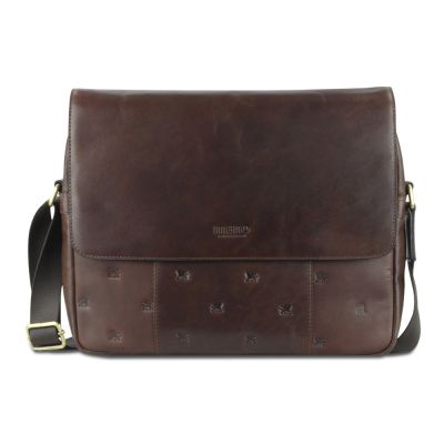Сумка через плечо Mano Don Leon, натуральная кожа в коричневом цвете, 38 х 30 х 7 см-0