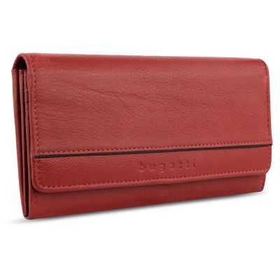 Кошелёк женский BUGATTI Banda, с защитой данных RFID, красный, кожа/полиэстер, 18,5х2,5х9,5 см-0