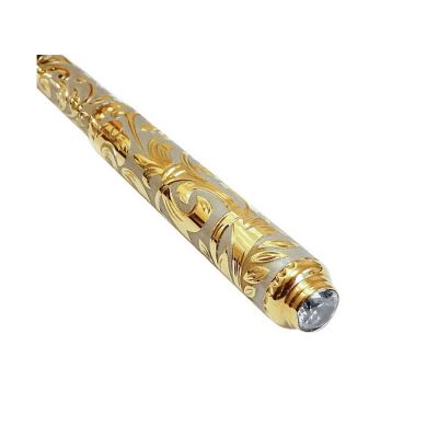 Подставка под визитки с шариковой ручкой, золотистый/черный-3