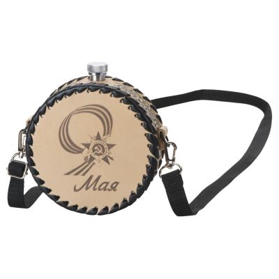 Фляга 504 (белая кожа), 0,5 л (круглая)-1