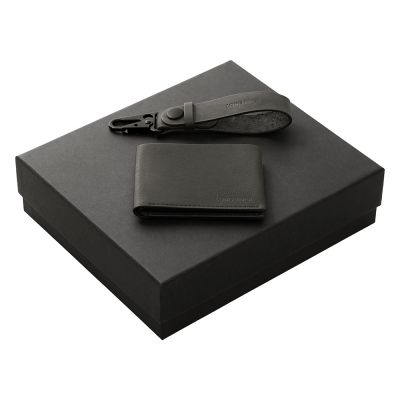 Подарочный набор Long River: кошелек, ремешок для ключей, черная коробка-0