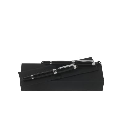 Подарочный набор: ручка перьевая, ручка-роллер. Hugo Boss, черный/серебристый-0