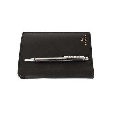 Бумажник для документов Cross Concordia Black, с ручкой Cross, кожа наппа, гладкая, черный-1