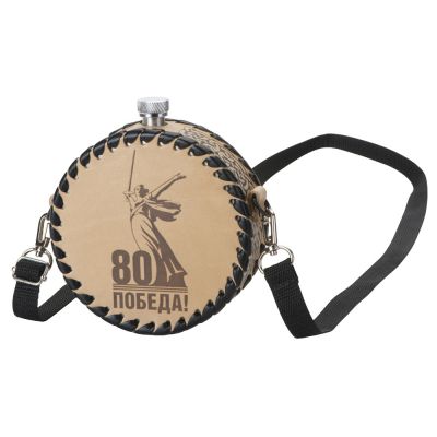 Фляга 504 (белая кожа), 0,5 л (круглая)-0