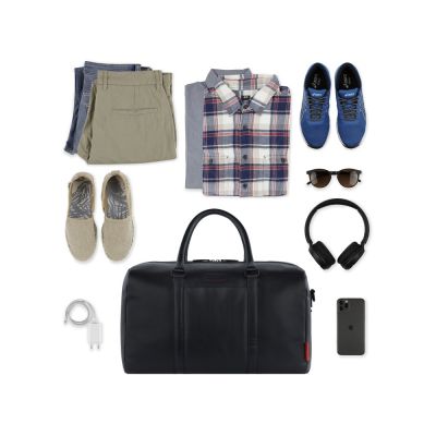 Сумка дорожная BUGATTI Clark, чёрная, воловья кожа/полиэстер, 45х20х27,5 см, 24 л-5