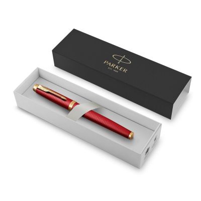 Перьевая ручка Parker IM Premium F318  Red GT, перо: F, цвет чернил: blue, в подарочной упаковке.-1