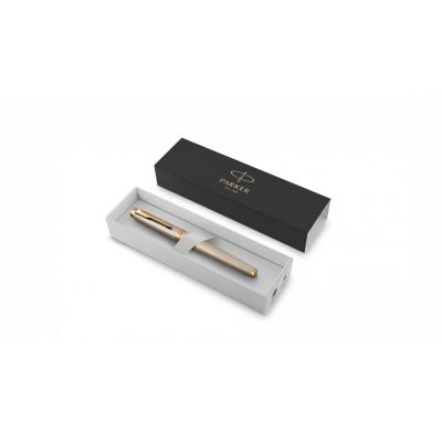 Ручка роллер Parker IM Premium Warm Silver (grey)  GT, стержень: F, цвет чернил: black, в подарочной упаковке.-1