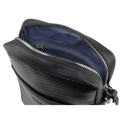 Сумка наплечная мужская BUGATTI Comet, чёрная, воловья кожа/полиэстер, 17х4,7х21 см-3