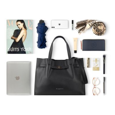 Сумка наплечная женская BUGATTI Chiara, чёрная, полиуретан, 37,5х15х28 см-7