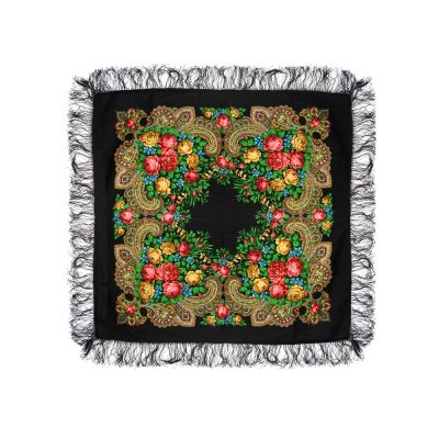 Павлопосадский платок, черный-1