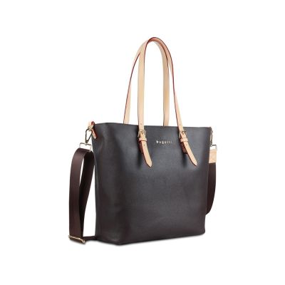 Сумка-шоппер BUGATTI Ella, тёмно-коричневая, полиуретан, 47,5х12х32 см-0