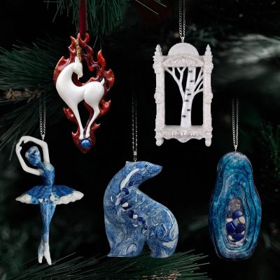 Елочные игрушки: Балерина, Огненная коза, Белый медведь, Белая береза, Русская матрешка-1