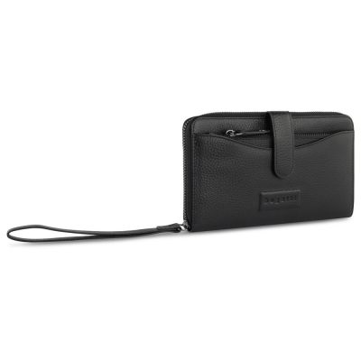 Кошелёк женский BUGATTI Elsa с ключницей, с RFID, чёрный, воловья кожа/полиэстер, 18,7х3х10,7 см-0