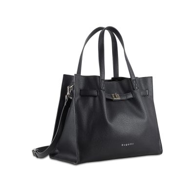 Сумка наплечная женская BUGATTI Chiara, чёрная, полиуретан, 37,5х15х28 см-0