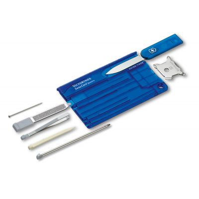Швейцарская карточка VICTORINOX SwissCard Quattro, 14 функций, полупрозрачная синяя-1