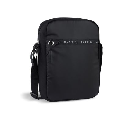 Сумка наплечная BUGATTI Blanc Delight, чёрная, нейлон RPET600D/тарпаулин/полиэстер, 20х6х26 см, 2 л-0