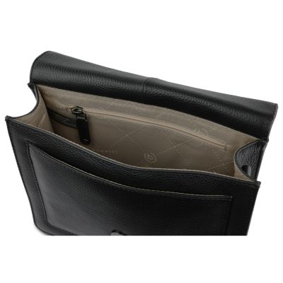 Сумка через плечо женская BUGATTI Elsa, чёрная, воловья кожа/полиэстер, 25х8,5х20 см-5