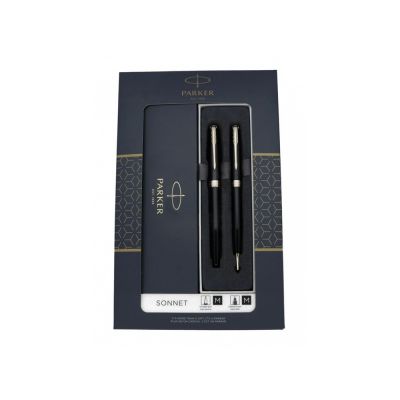 Набор из двух ручек  Parker SONNET BLACK CT ручка роллер и шариковая ручка-1
