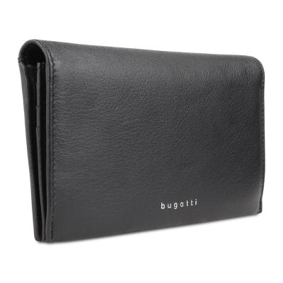 Кошелёк женский BUGATTI Lady Top, чёрный, натуральная воловья кожа, 19,5х2х10 см-0