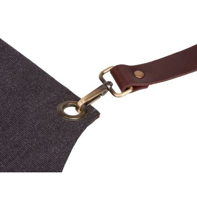 Фартук из канваса с ремнями из натуральной кожи, материал: канвас смесовый, плотность 450 гр/м, натуральная кожа КРС, цвет черный, коричневый темный-10