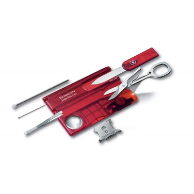 Швейцарская карточка VICTORINOX SwissCard Lite, 13 функций, полупрозрачная красная-1