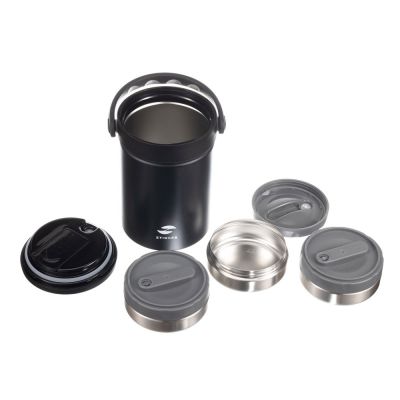 Термос ланч-бокс Stinger, 1,7 л, широкий, сталь, чёрный, три контейнера, 16,1 x 14,9 x 21,5-4