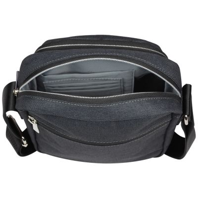 Сумка наплечная мужская BUGATTI Sera, антрацитовая, полиэстер, 21х6х26,5 см-5