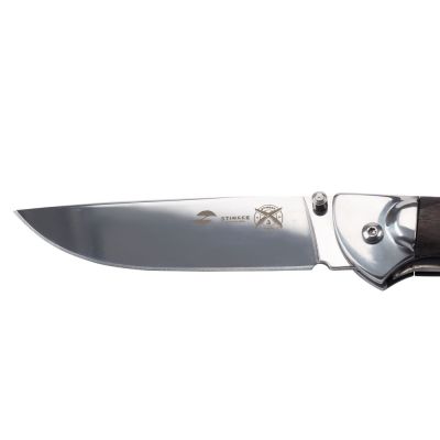 Нож складной Stinger, 105 мм, (серебристый), материал рукояти: сталь/дерево (серебристо-коричневый)-3