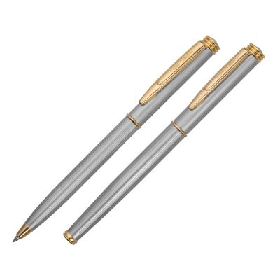 Набор Pierre Cardin PEN&PEN: ручка шариковая + роллер. Цвет - серебристо-бежевый. Упаковка Е.-0