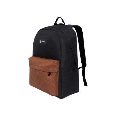 Рюкзак TORBER GRAFFI, черный с карманом коричневого цвета, полиэстер меланж, 42 х 29 x 19 см-1