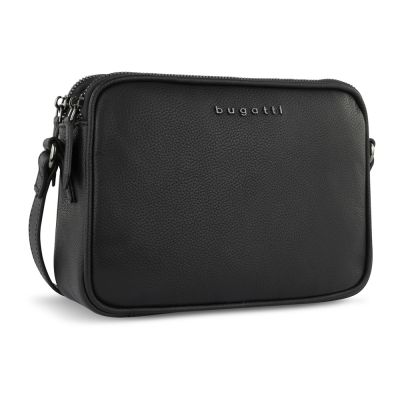 Сумка кросс-боди женская BUGATTI Bella, чёрная, воловья кожа/полиэстер, 22х6х15,5 см-0
