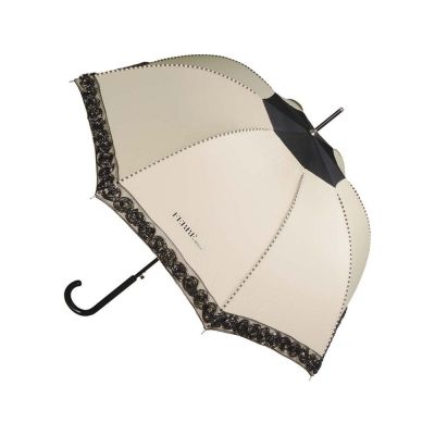 Зонт-трость Ferre, полуавтомат, бежевый/черный-0