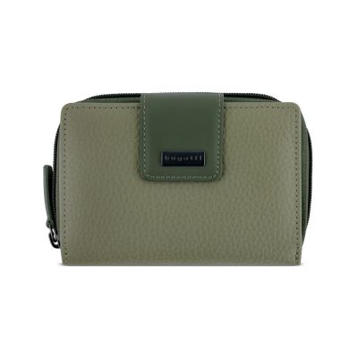 Кошелёк женский BUGATTI Sina, зеленый, воловья кожа/полиэстер, 13,7х3х9,5 см-1