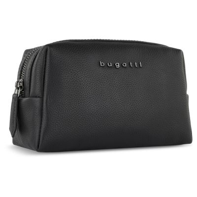 Косметичка BUGATTI Bella, чёрная, воловья кожа/полиэстер, 19х8,5х11 см-0