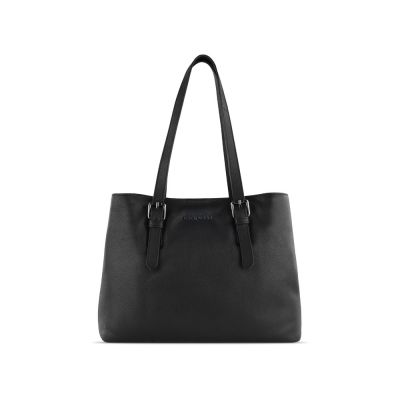 Сумка женская BUGATTI Bella, чёрная, воловья кожа/полиэстер, 33х14х25 см-1