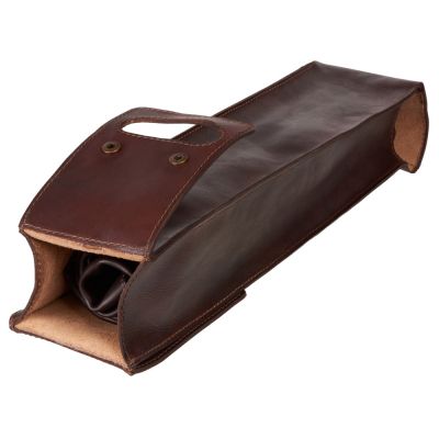 Набор: фартук из натуральной кожи в тубусе, черный с рыжими ремнями-12