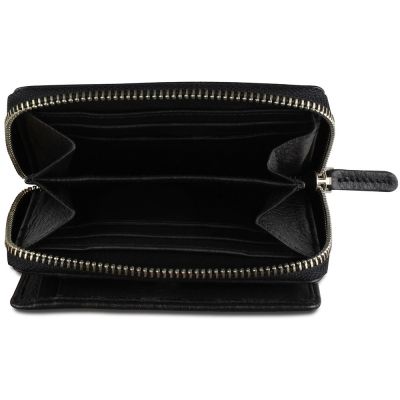 Кошелёк женский BUGATTI Lady Top, на молнии, чёрный, натуральная воловья кожа, 12х2,5х9 см-3
