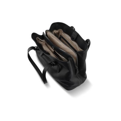 Сумка женская BUGATTI Bella, чёрная, воловья кожа/полиэстер, 33х14х25 см-3