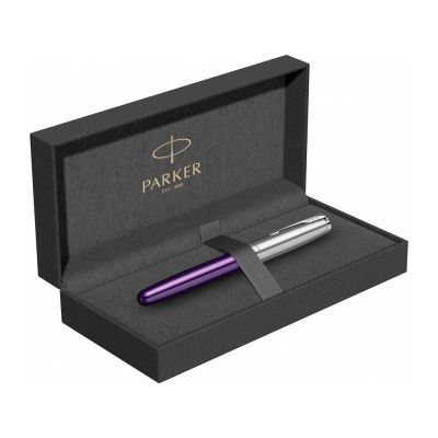 Ручка-роллер Parker Sonnet Essentials Violet SB Steel CT, цвет чернил black, перо: F, в подарочной упаковке.-8