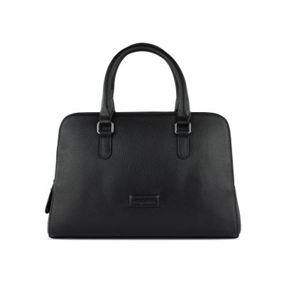 Сумка женская BUGATTI Elsa, чёрная, воловья кожа/полиэстер, 32х13х22 см-1