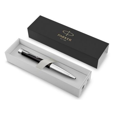 Ручка шариковая Parker модель Urban Muted Black CT в футляре, черный/серебристый-3