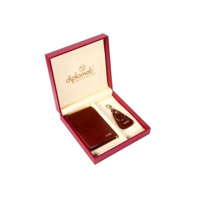 Набор Diplomat: обложка для автодокументов, брелок, коричневый-0