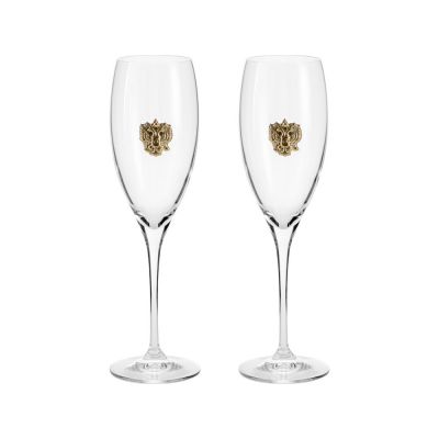 Набор бокалов для шампанского За Россию Chinelli в деревянной коробке-0