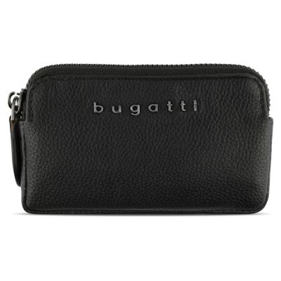 Ключница BUGATTI Bella, чёрная, воловья кожа/полиэстер, 12х1,5х7 см-1