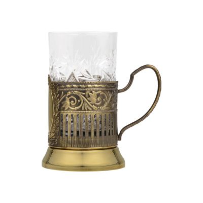 Подстаканник с хрустальным стаканом Базовый-Л, золотистый/прозрачный-3