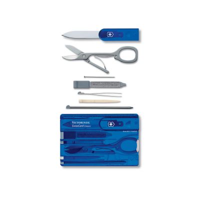 Швейцарская карточка VICTORINOX SwissCard Classic, 10 функций, полупрозрачная синяя-0