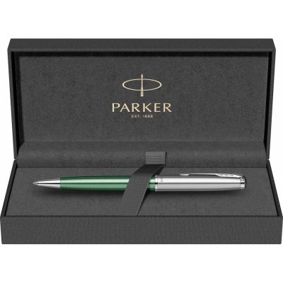 Шариковая ручка Parker Sonnet Essentials Green SB Steel CT, цвет чернил black, перо: M, в подарочной упаковке.-5