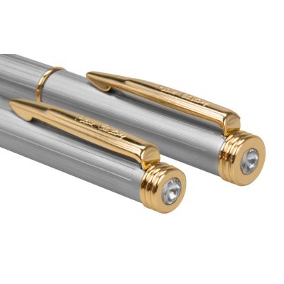 Набор Pierre Cardin PEN&PEN: ручка шариковая + роллер. Цвет - серебристо-бежевый. Упаковка Е.-1