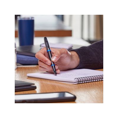 Перьевая ручка Parker IM Vibrant Rings Flame Blue, стержень:F, цвет чернил: blue, в подарочной упаковке.-8